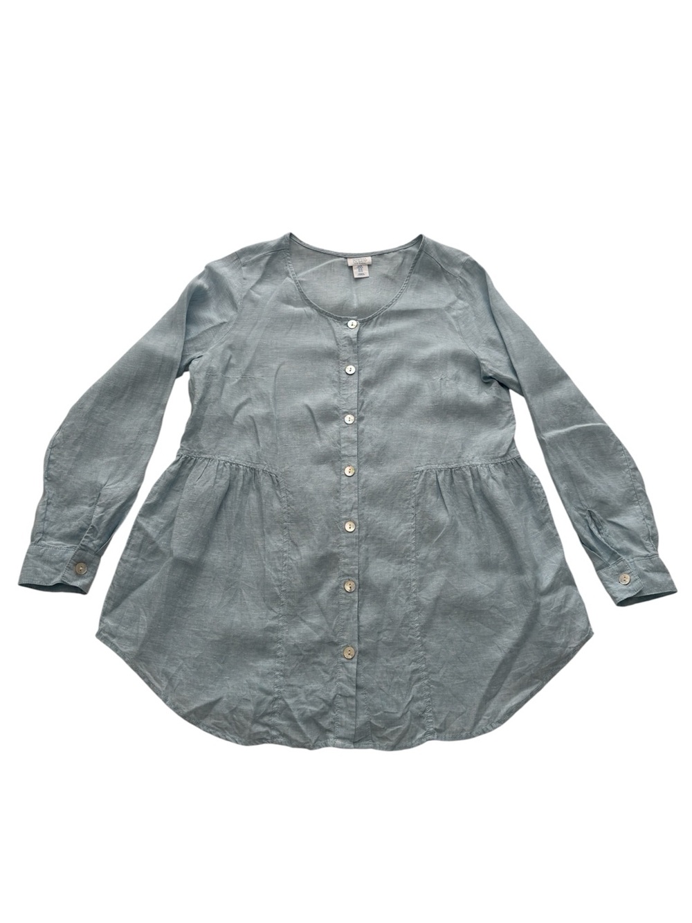 Sigrid Olsen Women's Light blue Linen Tunic Blouse Size M Lagenlook Airy Summer